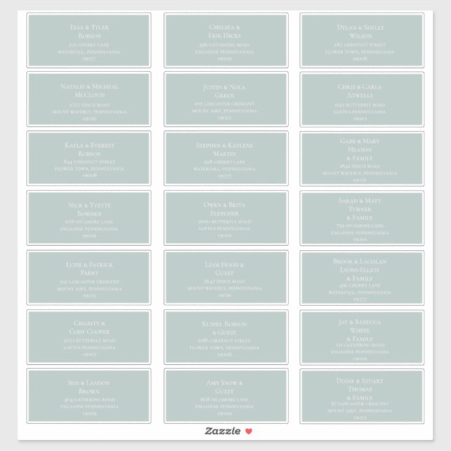 Teal Wedding Guest Address Labels (Sheet)