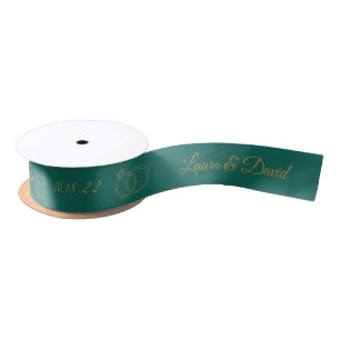 Teal Wedding Personalized Name Ribbon Satin Ribbon