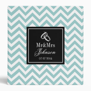 Teal wedding photo album   chevron pattern binder