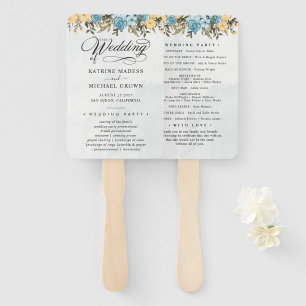 Teal Wedding Program Hand Fan