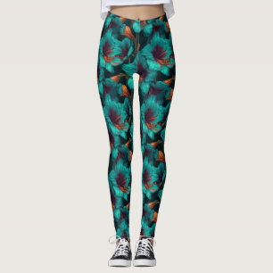 Teal Weightlifting Amaryllis Floral Wedding Gifts Leggings