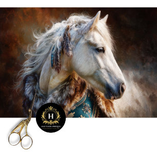 Teal Western Ivory Stallion Tissue Paper