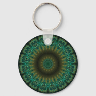 Teal Wheel Kaleidoscope Keychain