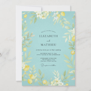 Teal Whimsical Botanical Wedding Invitation
