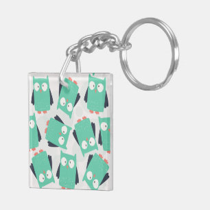 Teal Whimsical Owl Keychain