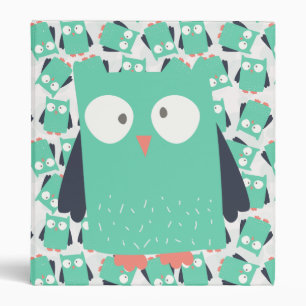 Teal Whimsical Owls Binder