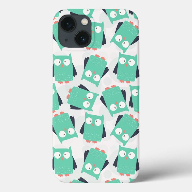 Teal Whimsical Owls Case-Mate iPhone Case (Back)