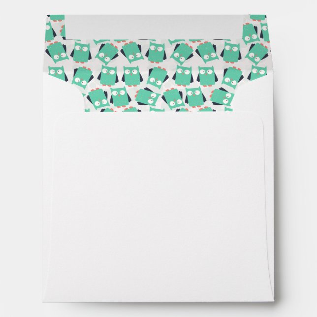 Teal Whimsical Owls Envelopes (Back (Bottom))
