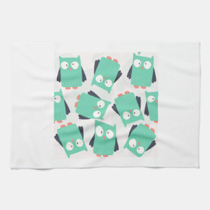 Teal Whimsical Owls Kitchen Towel