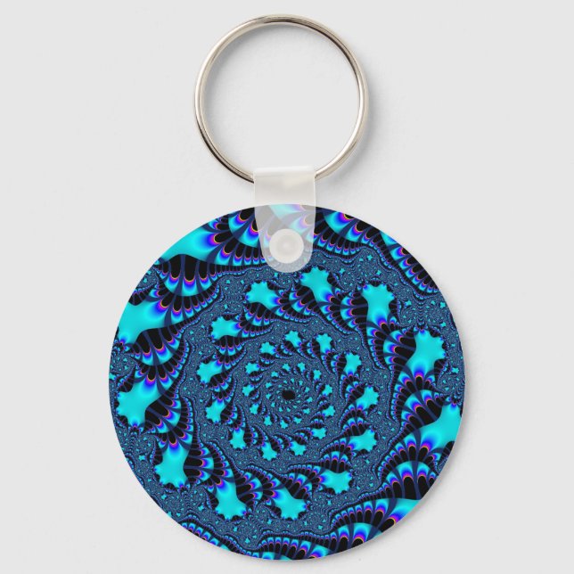 Teal Whirlpool Spiral Keychain (Front)