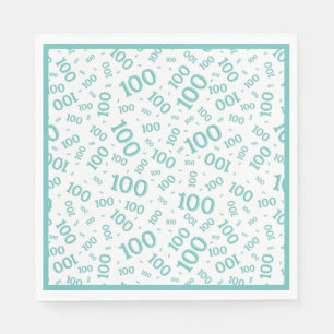 Teal/White 100 Random Number Pattern Napkin