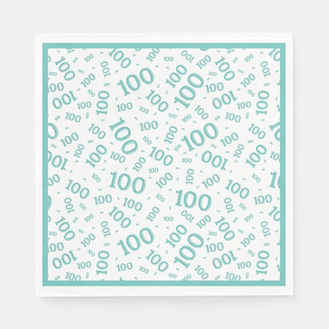 Teal/White 100 Random Number Pattern Napkin (Front)