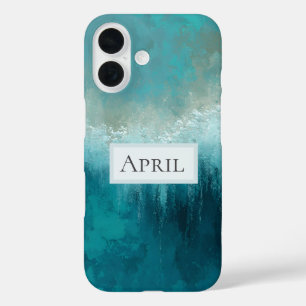 Teal & White Abstract iPhone 16 Case
