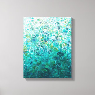 Teal White Abstract Ombre Painting 11x14 Canvas Print