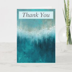Teal & White Abstract Thank You Card
