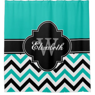 Teal White Black LG Chevron 1ICBR Name Monogram