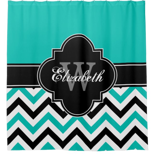 Teal White Black LG Chevron 1ICBR Name Monogram (Front)
