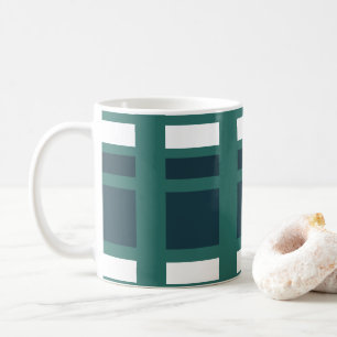 Teal White Blue Check Buffalo Plaid Coffee Mug