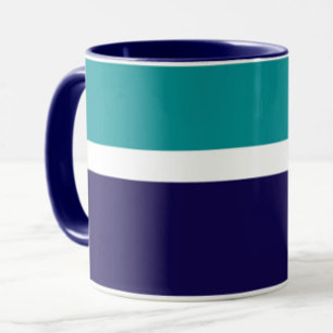 Teal White Blue Plain Color Block Design  Mug