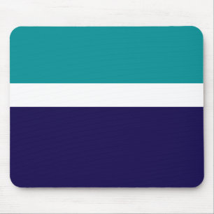 Teal White Blue Plain Colour Block Design Mouse Pad