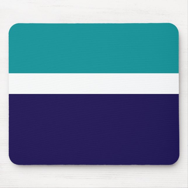 Teal White Blue Plain Colour Block Design  Mouse Pad (Front)