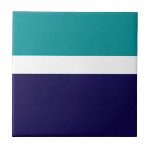 Teal White Blue Plain Colour Block Design  Tile