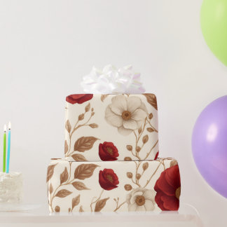 Teal & White Botanical Floral Pattern Gift Wrapping Paper