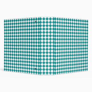 Teal White Chequered Diamond Pattern Binder