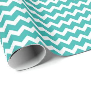 Teal White Chevron Pattern Wrapping Paper