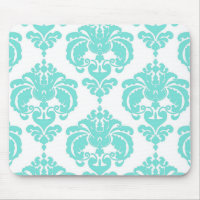 Teal & White Damask Chic Modern Elegant Pattern