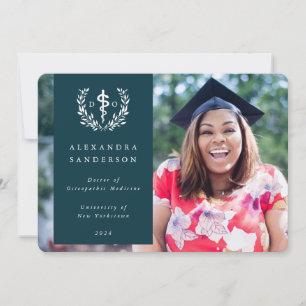 Teal+White Doctor of Osteopathic Medicine Photo Announcement
