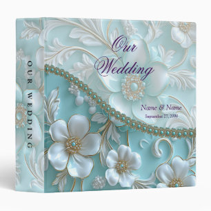 Teal White Floral Album Binder