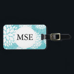 Teal White Floral Pattern Luggage Tag<br><div class="desc">Elegant teal and white floral pattern with monogram for canvas tote bags,  messenger bags,  luggage tags and wristlets.  Personalize your gift by adding your own initials,  name or text.  Choose your own font and colours to make it your own.</div>
