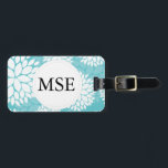 Teal White Floral Pattern Luggage Tag<br><div class="desc">Elegant teal and white floral pattern with monogram for canvas tote bags,  messenger bags,  luggage tags and wristlets.  Personalize your gift by adding your own initials,  name or text.  Choose your own font and colours to make it your own.</div>