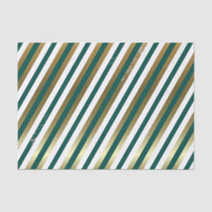 Teal, White, Gold Diagonal Stripe Tissue Paper
