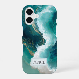 Teal, White & Gold Marble Case-Mate iPhone Case