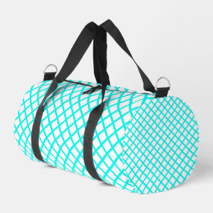 Teal White Harlequin Diamond Stripes Pattern Small Duffle Bag