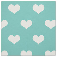 Teal White Hearts Pattern