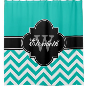 Teal White LG Chevron Black 1ICBR Name Monogram
