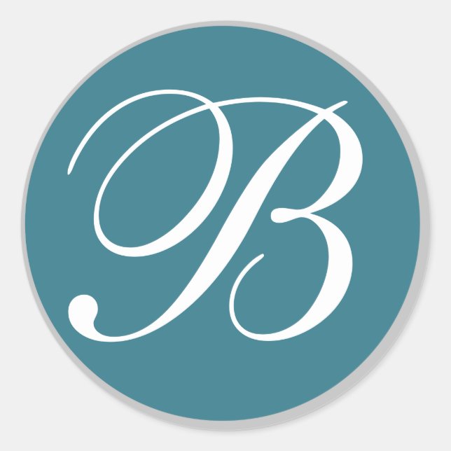 Teal & White Monogrammed Wedding Envelope Seals (Front)