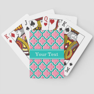 Teal White Moroccan #5DS Name Mon Playing Cards