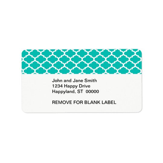 Teal White Moroccan Quatrefoil Trellis Pattern #2