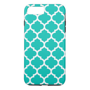 Teal White Moroccan Quatrefoil Trellis Pattern #5 iPhone 8 Plus/7 Plus Case