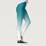 Teal White Ombre Leggings<br><div class="desc">A simple ombre pattern,  gradient colour fade from teal to white.</div>