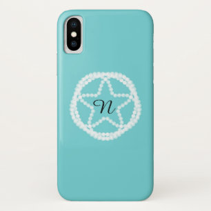 Teal White Pearl Star Elegant Classy Minimal Case-Mate iPhone Case