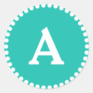 Teal & White Personalized Monogram Envelope Seal