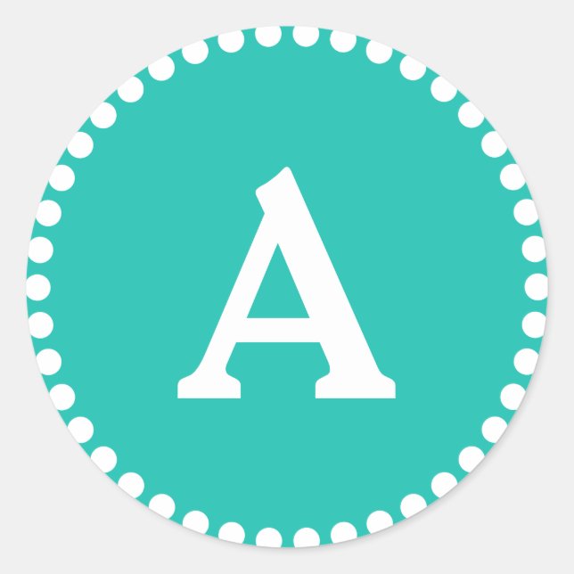 Teal & White Personalized Monogram Envelope Seal (Front)