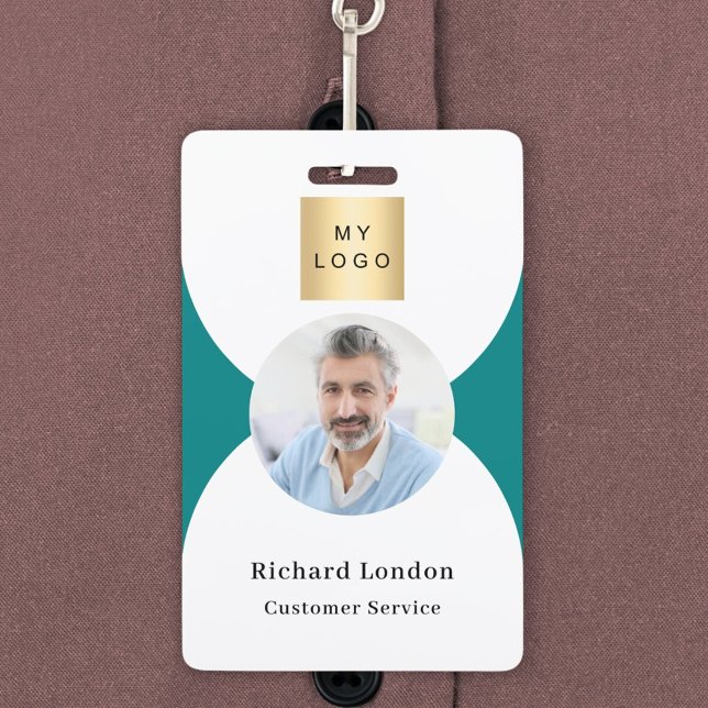 Teal white photo arch QR code business logo Badge (Creator Uploaded)