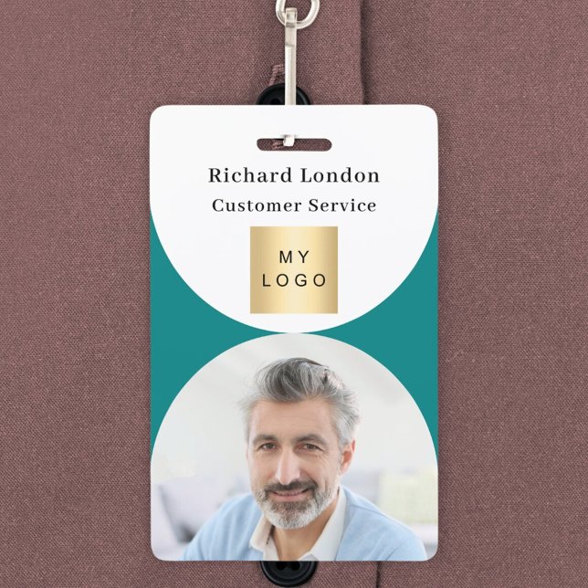 Teal white photo arch QR code business logo Badge (Creator Uploaded)