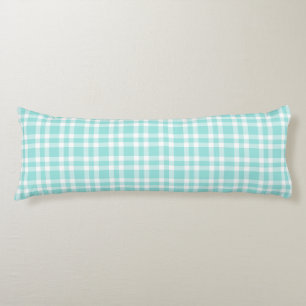 Teal White Plaid Pattern Body Pillow